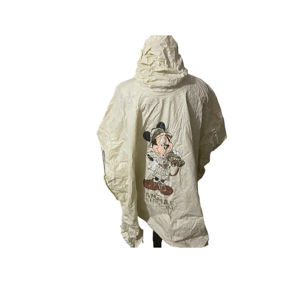 Vintage 90s Disney Mickey Mouse Animal Kingdom Poncho Beige Rare - Picture 1 of 16